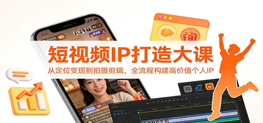 短视频IP打造大课：从定位变现到拍摄剪辑，全流程构建高价值个人IP-靠谱项目库