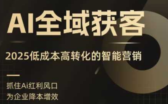 AI全域获客实训营，2025低成本高转化的智能营销，精准找客，高效营销-靠谱项目库