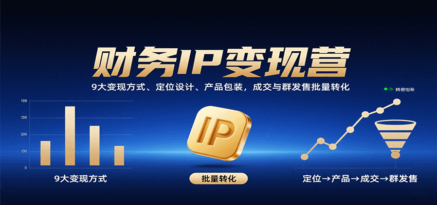 财务IP变现营：9大变现方式、定位设计、产品包装，成交与群发售批量转化-靠谱项目库