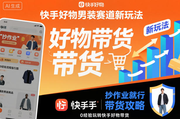快手好物男装赛道新玩法，抄作业就行，0经验玩转快手好物带货-靠谱项目库