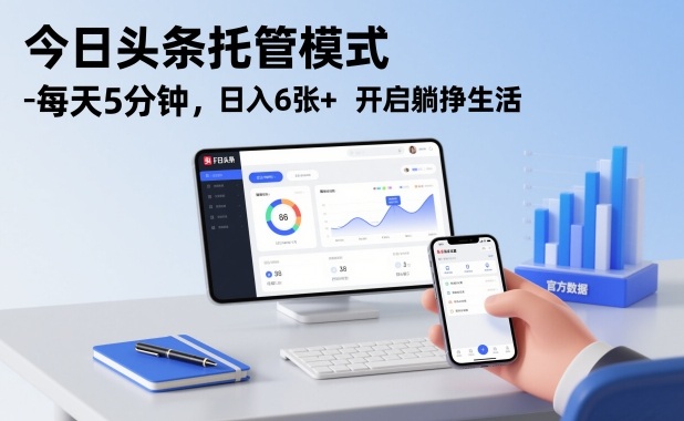 今日头条托管模式，每天5分钟，日入6张+，开启躺挣生活【揭秘】-靠谱项目库