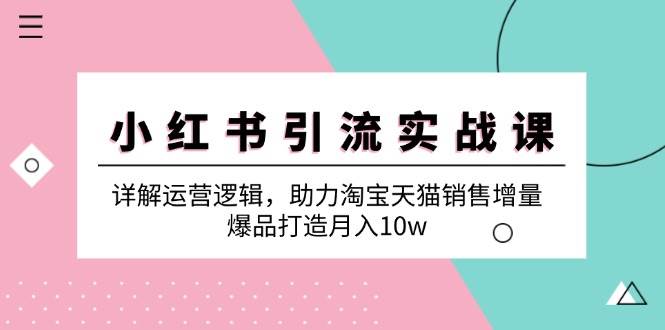 （12809期）小红书引流实战课：详解运营逻辑，助力淘宝天猫销售增量，爆品打造月入10w-靠谱项目库