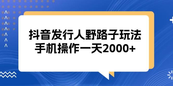 （13220期）抖音发行人野路子玩法，手机操作一天2000+-靠谱项目库
