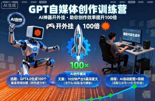 GPT自媒体创作训练营：AI神器开外挂，助你创作效率提升100倍-靠谱项目库