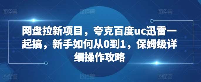 网盘拉新项目，夸克百度uc迅雷一起搞，新手如何从0到1，保姆级详细操作攻略-靠谱项目库