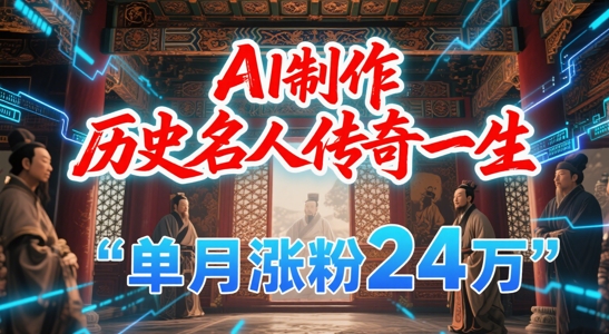 暴力起号！用AI制作历史名人传奇一生，单月涨粉24W，涨粉+变现赛道黑马来了-靠谱项目库