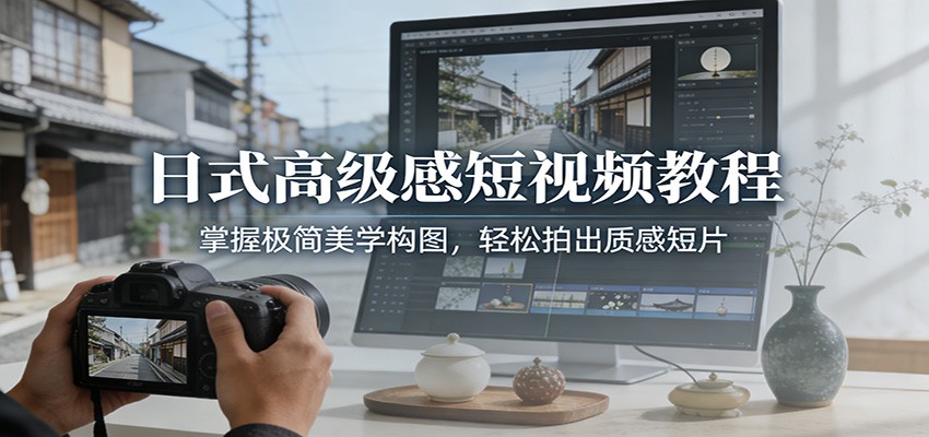 日式高级感短视频教程：掌握极简美学构图，轻松拍出质感短片-靠谱项目库