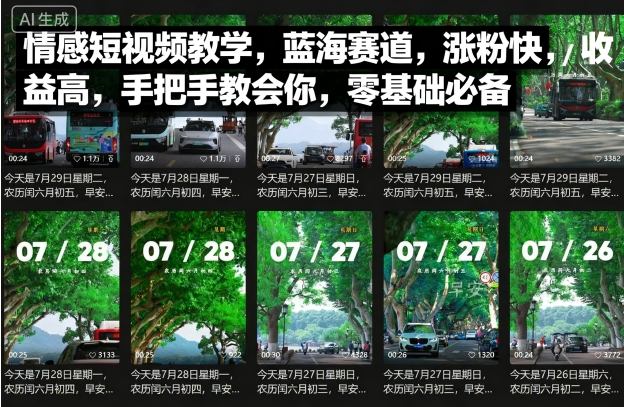 情感短视频教学，蓝海赛道，涨粉快，收益高，手把手教会你，零基础必备-靠谱项目库
