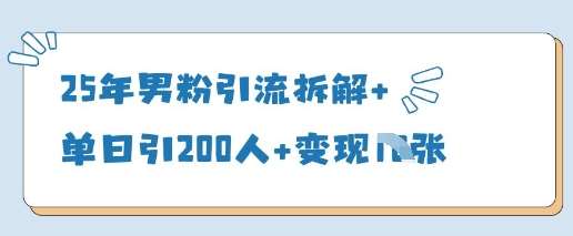25年男粉引流拆解+单日引200人+变现多张-靠谱项目库