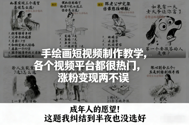 手绘画短视频制作教学，各个视频平台都很热门，涨粉变现两不误-靠谱项目库