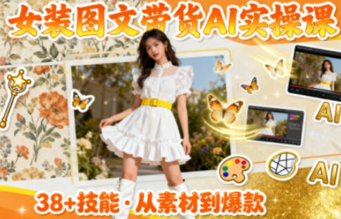 女装图文带货的AI实操课，覆盖38个实用技能，快速提升素材制作效率-靠谱项目库