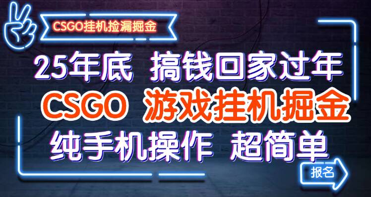25年底搞钱回家过年，CSGO游戏挂机掘金，纯手机操作超简单-靠谱项目库