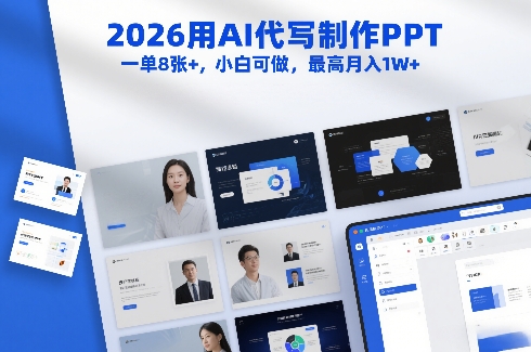 2026用AI代写制作PPT，一单8张+，小白可做，最高月入1W+-靠谱项目库