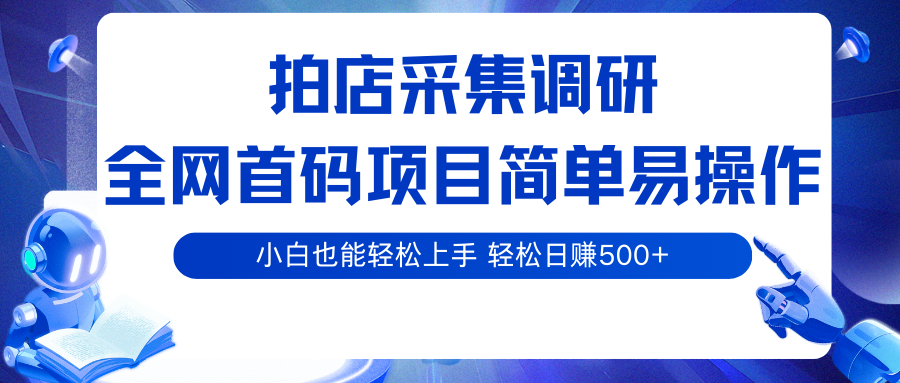 拍店采集调研，全网首码项目，简单易操作， 小白也能轻松上手，轻松日赚500+-靠谱项目库