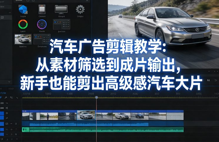 汽车广告剪辑教学：从素材筛选到成片输出，新手也能剪出高级感汽车大片-靠谱项目库