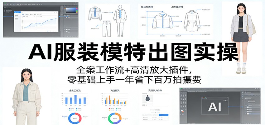 AI服装模特出图实操：全案工作流+ 高清放大插件，零基础上手一年省下百万拍摄费-靠谱项目库