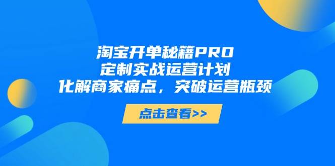 （14642期）淘宝开单秘籍PRO，定制实战运营计划，化解商家痛点，突破运营瓶颈-靠谱项目库