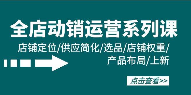 （9845期）全店·动销运营系列课：店铺定位/供应简化/选品/店铺权重/产品布局/上新-靠谱项目库