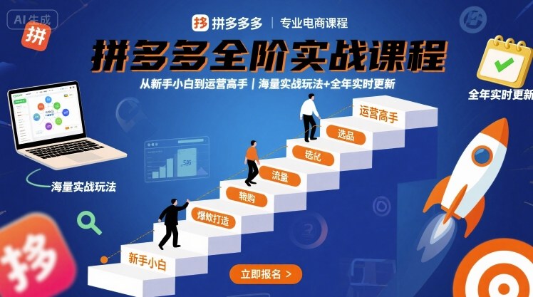 拼多多全阶实战课程，从新手小白到运营高手，海量实战玩法+全年实时更新【2025年9月更新】-靠谱项目库