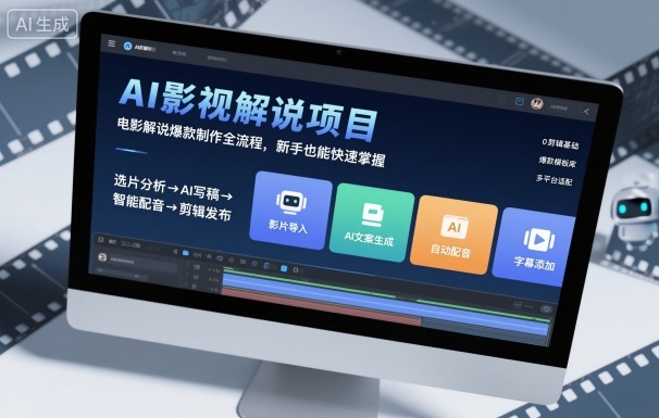 AI影视解说项目，电影解说爆款制作全流程，新手也能快速掌握-靠谱项目库