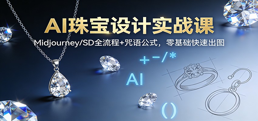 AI珠宝设计实战课：Midjourney/SD全流程+咒语公式，零基础快速出图-靠谱项目库