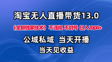 淘宝无人直播13.0，公域私域技术，不封号，不违规布局下半年旺季赛道，日入1K+（独家技术）【揭秘】-靠谱项目库