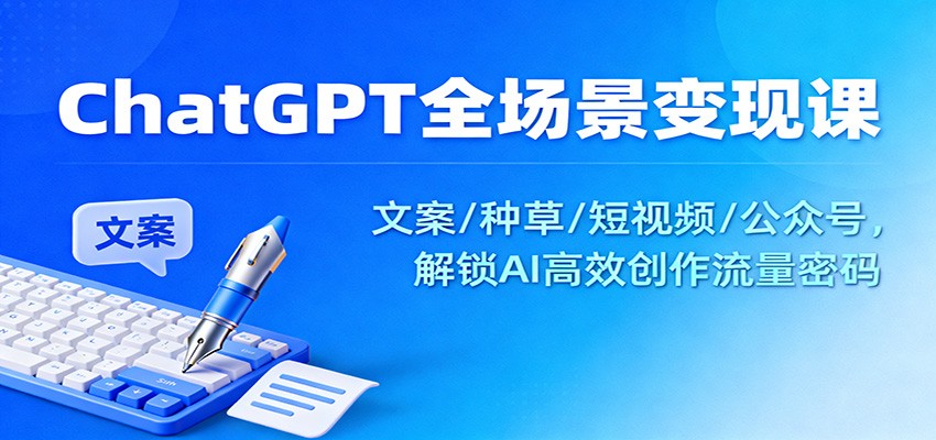 ChatGPT全场景变现课：文案/种草/短视频/公众号，解锁AI高效创作流量密码-靠谱项目库