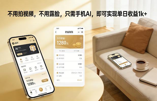 不用拍视频，不用露脸，只需手机AI，即可实现单日收益1k+【揭秘】-靠谱项目库