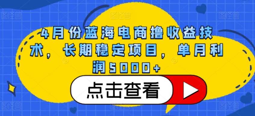 4月份蓝海电商撸收益技术，长期稳定项目，单月利润5000+【揭秘】-靠谱项目库