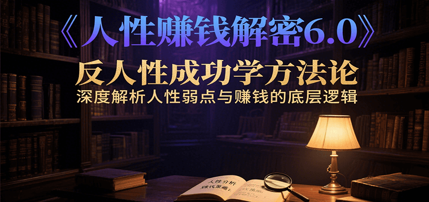 人性赚钱解密6.0，反人性成功学方法论，深度解析人性弱点与赚钱的底层逻辑-靠谱项目库