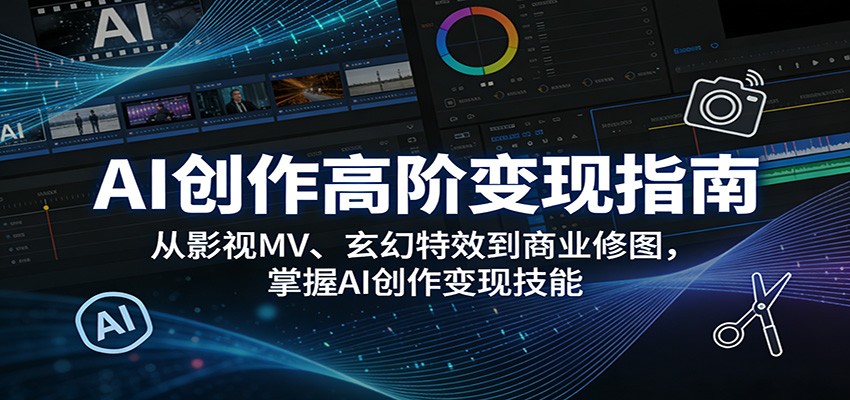 AI创作高阶变现指南：从影视MV、玄幻特效到商业修图，掌握AI创作变现技能-靠谱项目库