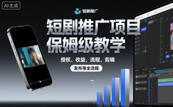 短剧推广项目保姆级教学，授权、收益、流程、剪辑，发布等全流程-靠谱项目库