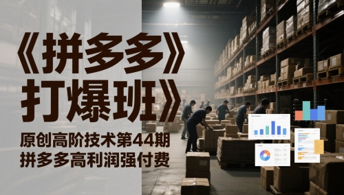 《拼多多打爆班》原创高阶技术第44期，拼多多高利润强付费-靠谱项目库