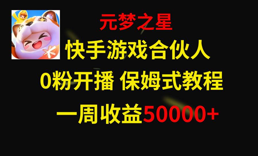 （8373期）快手游戏新风口，元梦之星合伙人，一周收入50000+-靠谱项目库