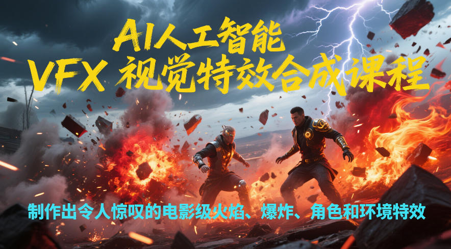 AI人工智能VFX视觉特效合成课程，制作出令人惊叹的电影级火焰、爆炸、角色和环境特效-靠谱项目库