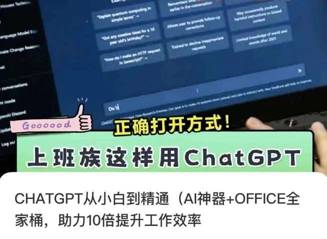 CHATGPT从小白到精通，AI神器+OFFICE全家桶，助力10倍提升工作效率-靠谱项目库