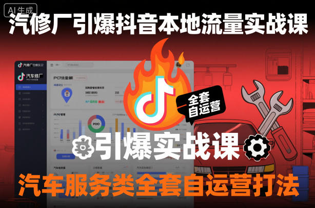 汽修厂引爆抖音本地流量实战课，汽车服务类全套自运营打法-靠谱项目库