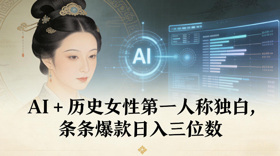 AI+历史女性第一人称独白，条条爆款日入三位数-靠谱项目库