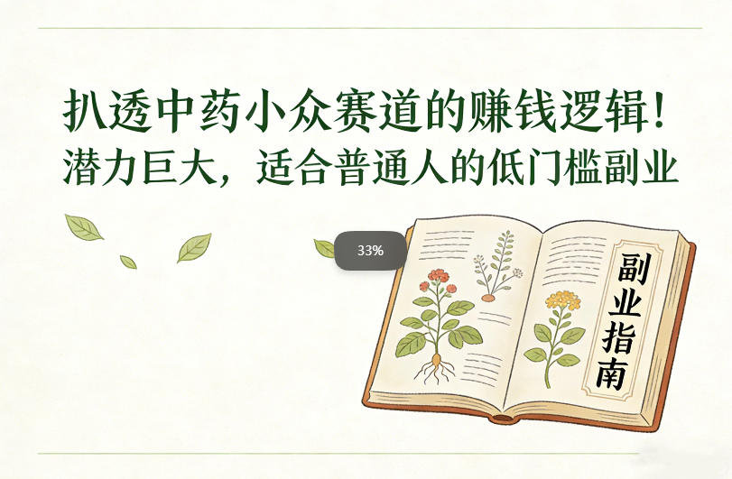 扒透中药小众赛道的賺米逻辑，潜力巨大，适合普通人的低门槛副业-靠谱项目库