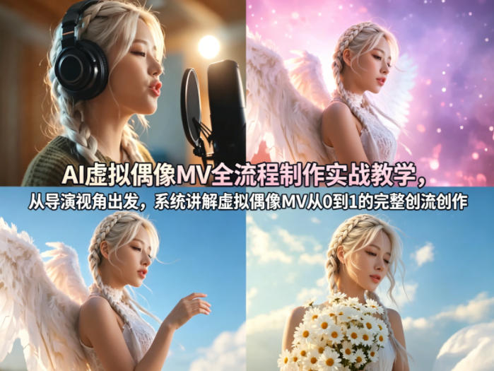 AI虚拟偶像MV全流程制作实战教学，从导演视角出发，系统讲解虚拟偶像MV从0到1的完整创作流程-靠谱项目库