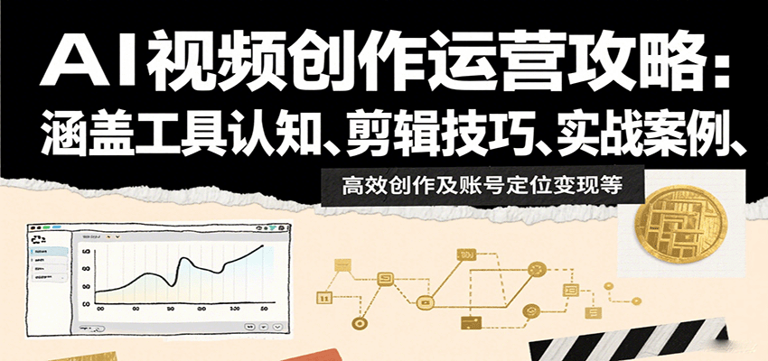 AI视频创作运营攻略：涵盖工具认知、剪辑技巧、实战案例、高效创作及账号定位变现等-靠谱项目库