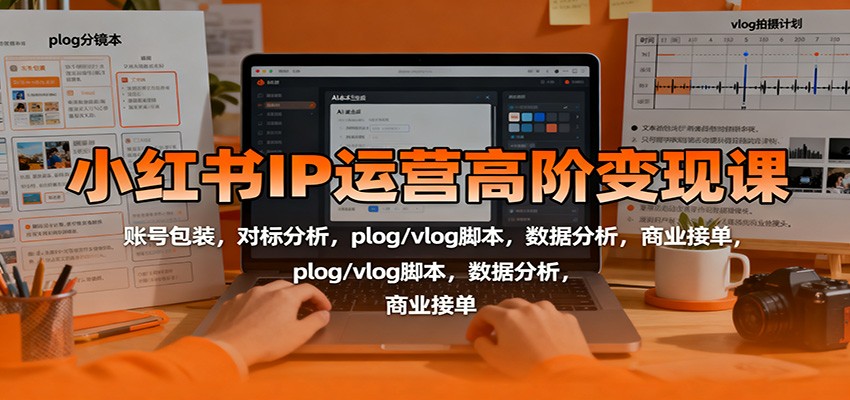 小红书IP运营高阶变现课：账号包装，对标分析，plog/vlog脚本，数据分析，商业接单-靠谱项目库