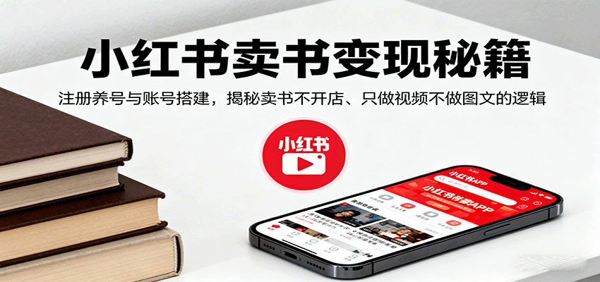 小红书卖书变现秘籍，注册养号与账号搭建，揭秘卖书不开店、只做视频不做图文的逻辑-靠谱项目库