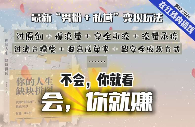 2024，“男粉+私域”还是最耐造、最赚、最轻松、最愉快的变现方式【揭秘】-靠谱项目库