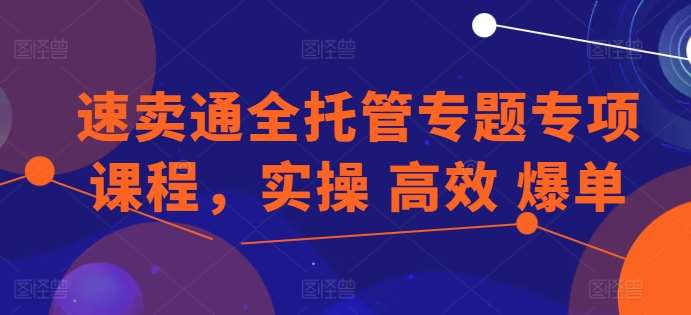 速卖通全托管专题专项课程，实操 高效 爆单-靠谱项目库