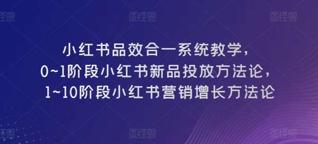 小红书品效合一系统教学，​0~1阶段小红书新品投放方法论，​1~10阶段小红书营销增长方法论-靠谱项目库