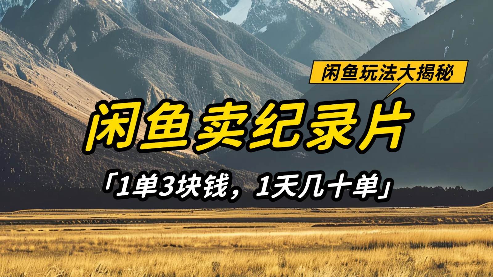 闲鱼卖纪录片，简单又赚钱的小项目，1单3块钱  1天几十单-靠谱项目库