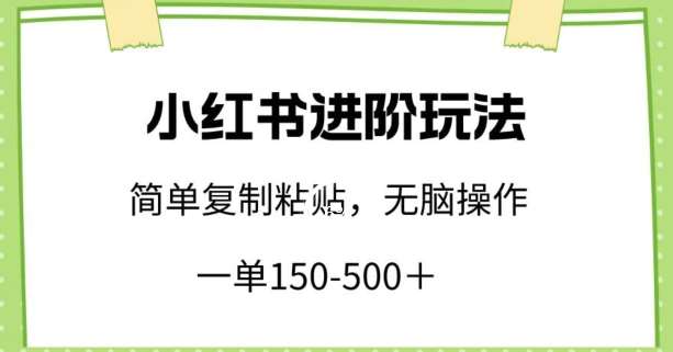 小红书进阶玩法，一单150-500+，简单复制粘贴，小白也能轻松上手【揭秘】-靠谱项目库