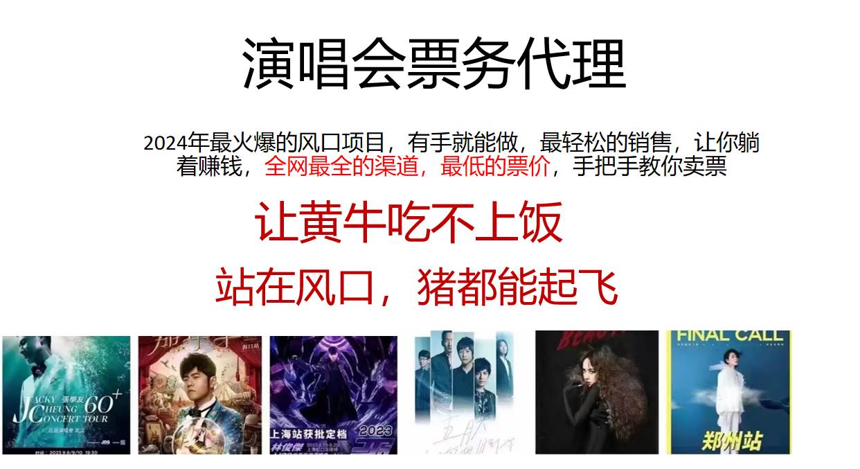 2024年最火爆风口项目，演唱会票务代理，日入2000+，一部手机就能搞定！-靠谱项目库