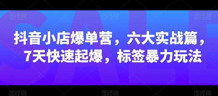 抖音小店爆单营，六大实战篇，7天快速起爆，标签暴力玩法-靠谱项目库
